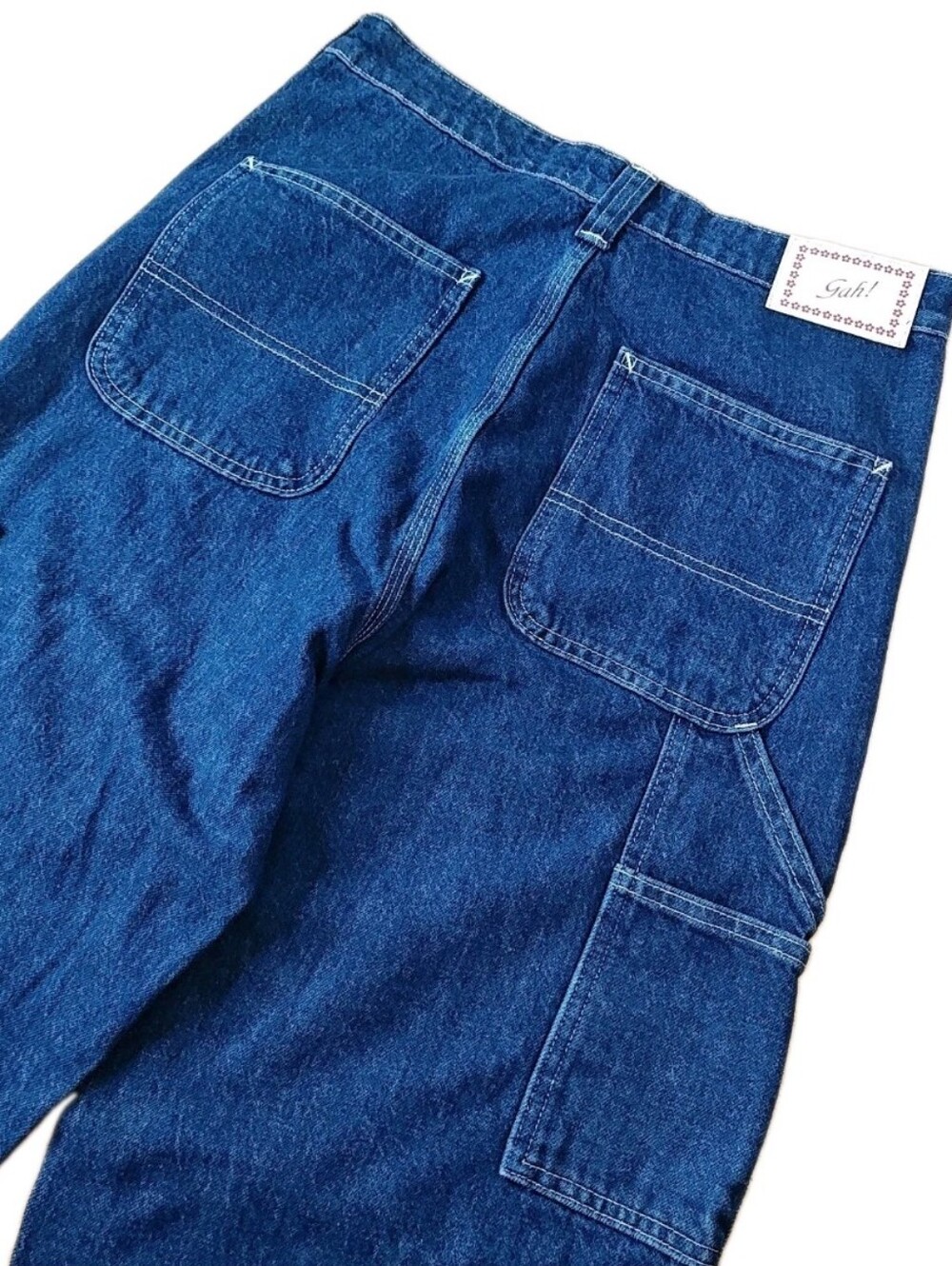 Lisa Says Gah Woman 8 Wide Leg Jeans Indigo Stone Washed Rigid Denim 30/30" Nwt - Picture 7 of 11